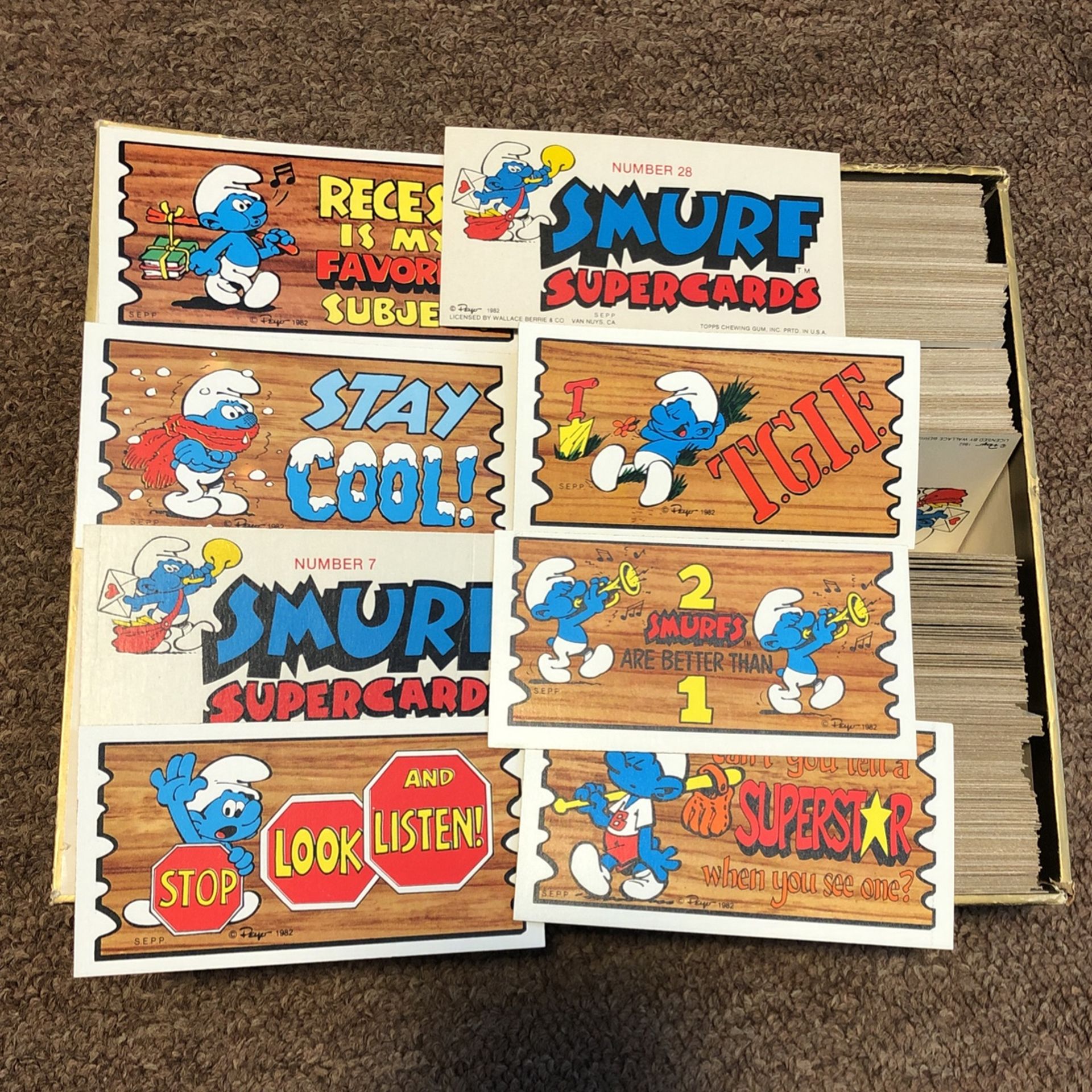 1982 Smurf Supercards ( 2 Complete Sets & One Set Is Missing One Card, Plus extra Cards, Total more than 300 Cards)