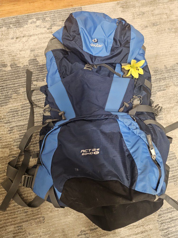 Deuter 65+10 Blue Backpacking Hiking Camping Backpack
