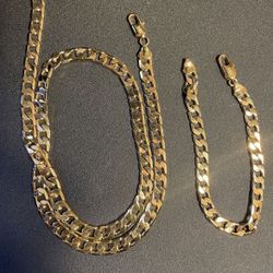 14k Gold Finished 8mm Cuban Set