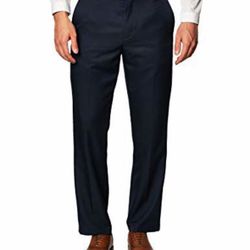 Amazon Essentials Men's Classic-Fit Expandable-Waist Flat-Front Dress Pant, Navy 36W x 28L