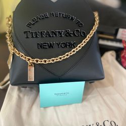 TIFFANY & CO. Mini Charm Tote Bag in Black Leather Return to Tiffany