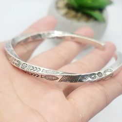925 Sterling Silver unisex women's ladies Bracelet Open back Gift
