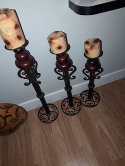 Vintage Chandelier ,Bronze and Wood.Never Used Candles .