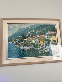 Framed Mediterranean Waterfront Art Print