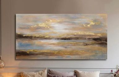 NBAODAN Abstract Wall Art for Living Room Gold and Orange Wall Decor for Living Room Large Neutral Art Pictures Modern Artwork 29x58 Inch Bedroom Dini