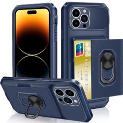 iPhone 14 Pro  Case Wallet Card Holder Hidden Pocket Sliding Door Case