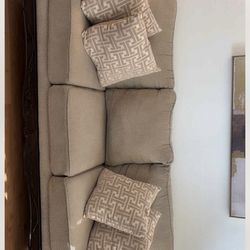 BOWERY HILL Modern Polyester Sofa, Brown, Turned Legs, Price Negotiable