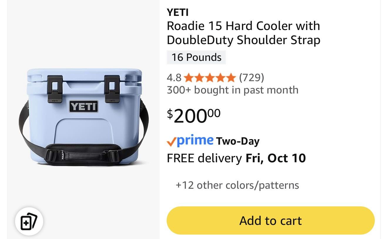 Yeti Roadie cooler 15qt