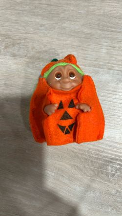 Vintage DAM Halloween Pumpkin 3” Troll Doll