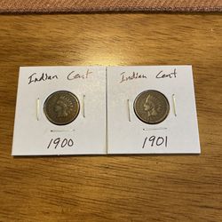1900 & 1901 Indian Cents 