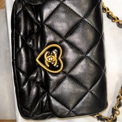 Coco Love CC Heart Flap Bag Quilted Lambskin Mini
