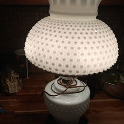 Vintage milk glass hurricane lamp