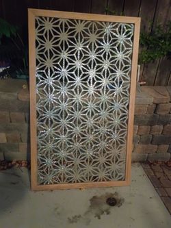 Handmade Wooden Panel Featuring a Traditional Japanese Kumiko Woodworking Design,