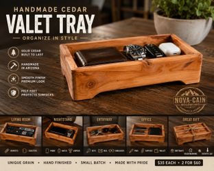 Handmade Cedar Valet Tray | Rustic Catch-All Organizer