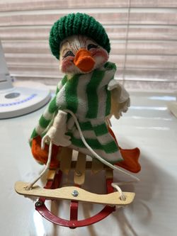 1993 Vintage Annalee Duck On A Sled