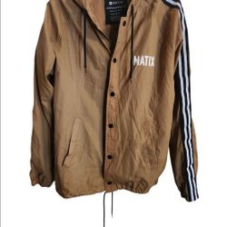 MATIX LOS ANGELES COMPTON SURF CLUB Khaki Windbreaker Hooded Snap Jacket With Pockets