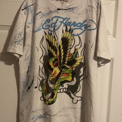 Ed Hardy Mens Medium Graphic Eagle Vs Snake Tattoo  Crewneck T Shirt East 4th St. Excellent Condition 