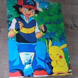Pikachu & Ash 3D Holographic Lenticular Pokemon Poster