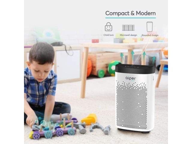 AiAir Purifier for Home with True HEPA Filter, Home Air Purifier for Smokers, Allergens, Pets, Pollen, Dust, Odors, Ideal for Large Room Up to 500sq/f