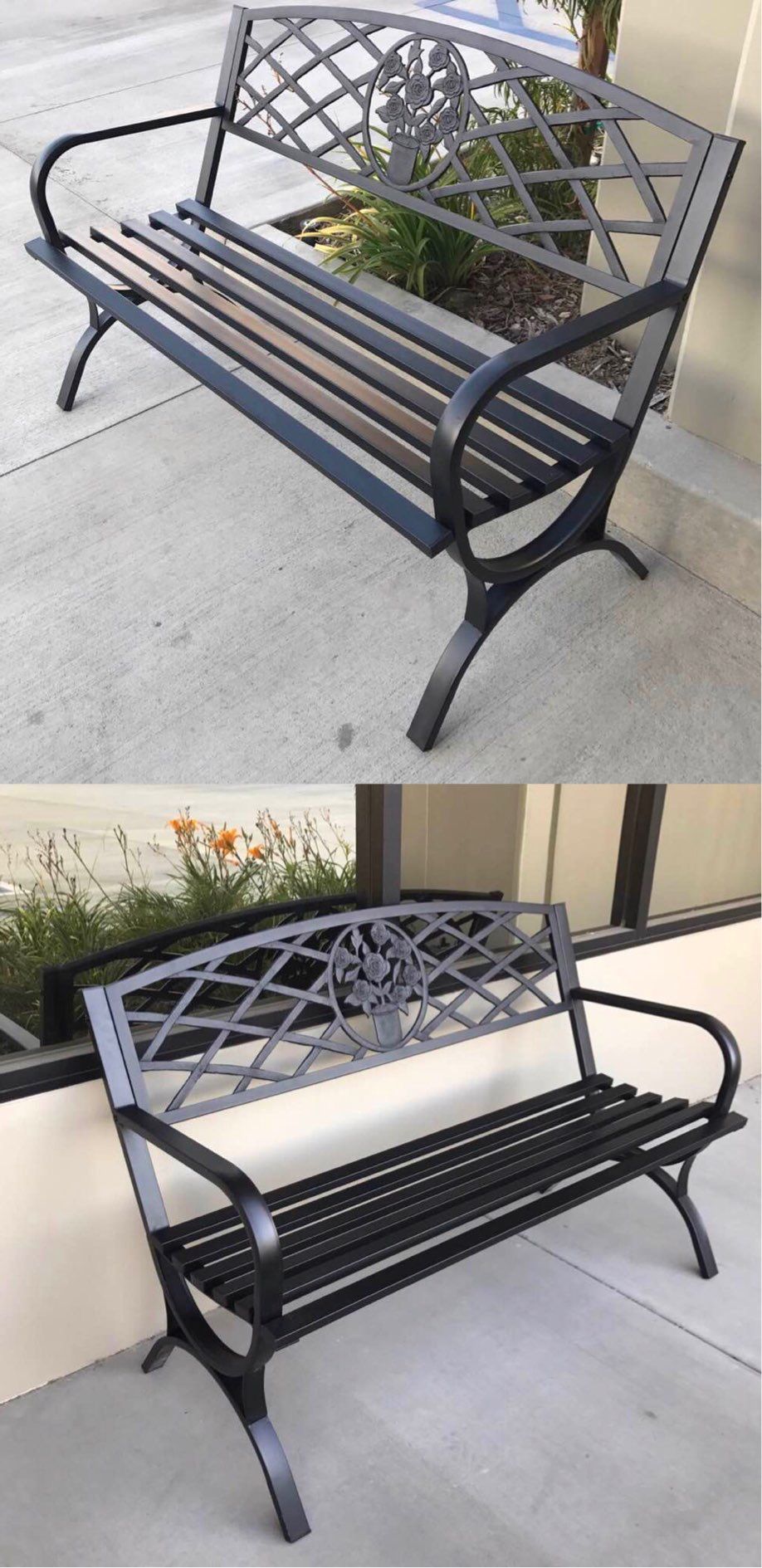 New in box $70 each 500 lbs weight capacity 50x24x34 inches tall outdoor patio garden steel bench chair