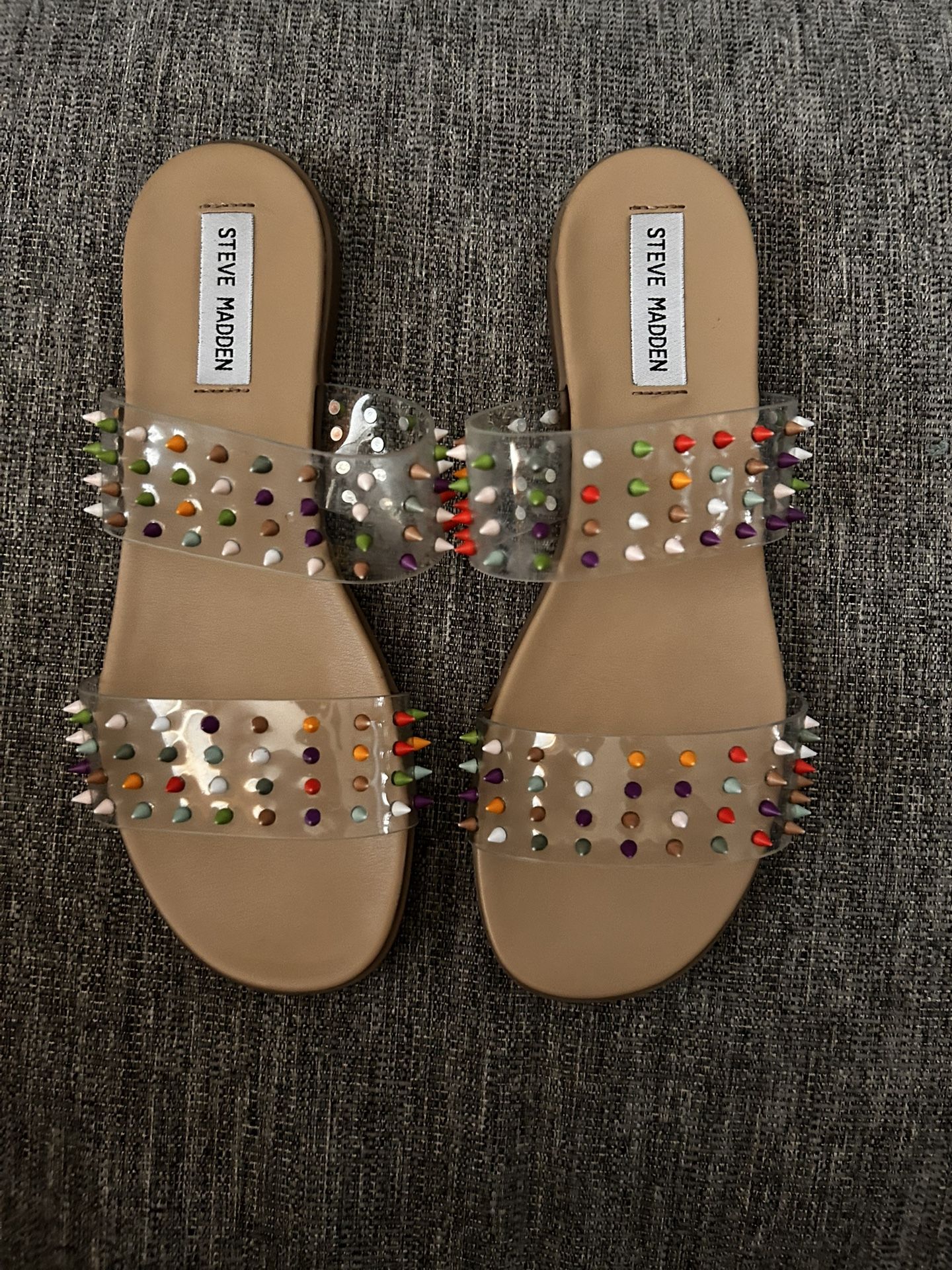 Steve Madden Women's Blizie Rainbow Multi Colored Stud Spike Sandals - Size 8