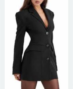 MORE & MORE LONGLINE BLACK BLAZER JACKET /DRESS SIZE 36 / SMALL