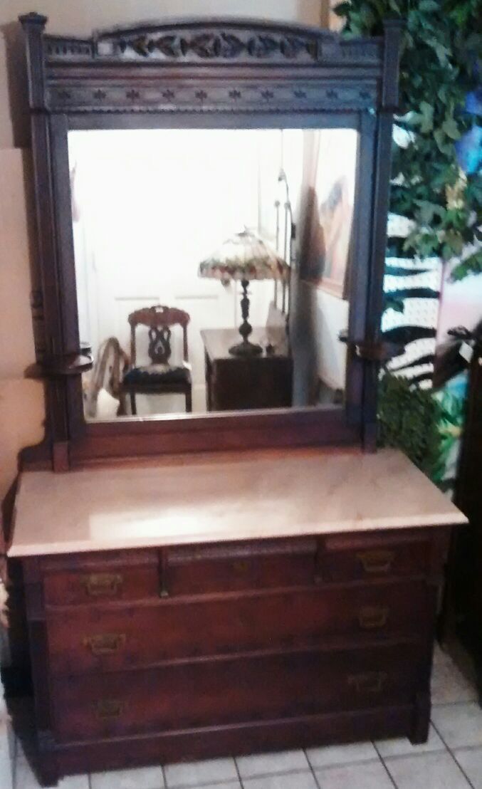 Antique 1800 Victorian Walnut Dresser Chest.