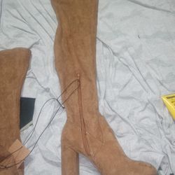 Size 7 Brown Suede Thigh High Boots