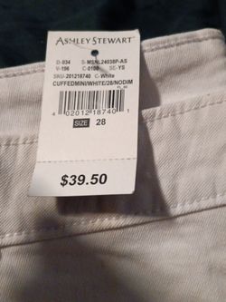 Ashley Stewart White Cuffed Mini Skirt Size 28