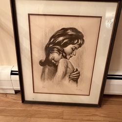M. Berg "Mother and Child" Signed Numbered Lithograph COA Collier Art Framed