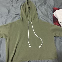 Green Cropped Hoodie, Size Medium