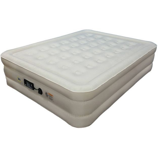 Serta Never Flat Fabric Series Raised with Internal Pump and Plush Air Mattress- 18 Queen