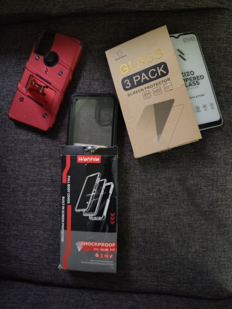 2 BRAND NEW SHOCK PROOF PHONE CASES 3 PACK OF TEMPERED GLASS SCREEN PROTECTORS