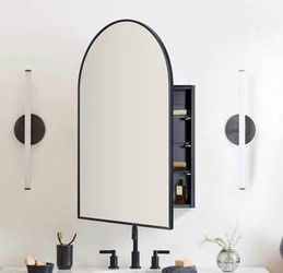 New 24 x 36'' Black Arch Bathroom Medicine Cabinet with Mirror Recessed and Surface Mounted Medicine