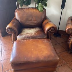 4 piece leather sofas and chair with ottoman