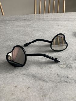 lowbrow customs motorcycle scooter heart mirrors black