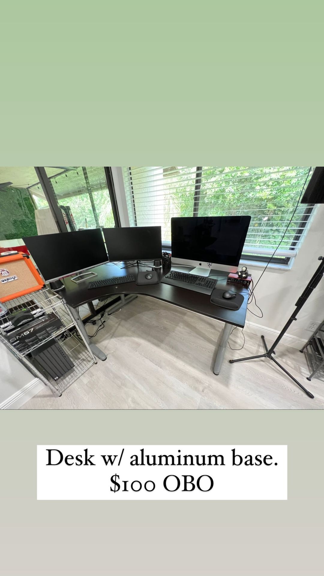 L-Shaped Office Desk (Black With Aluminum) 
