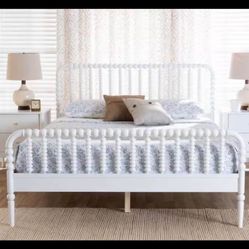 Baxton Studio Lucera White Wood Frame Queen Platform Bed
