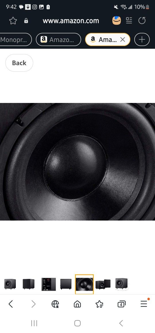 Monoprice SW 12 400 Watt RMS (600 Watt Peak) Powered Subwoofer 12 Inch, Ported Design, Variable Phase Control, Variable Low Pass Filter, F