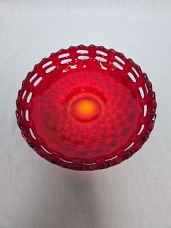 Fenton vintage ruby red basket-weave candy/trinket dish