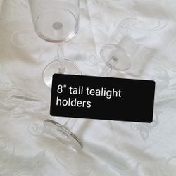 Set Of 10 Tall Stemmed Glass Candlesticks 