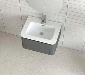 Assembled New 24” Floating Bathroom Vanity with Ceramic Basin Storage Cabinet Wall Mounted