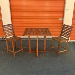 Solid Teak 3 Piece Indoor/Outdoor Square Table and Chairs