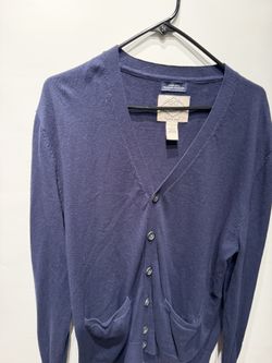 Vintage St Johns Bay Cardigan Sweater Mens Blue Button Up Knit USA Preppy