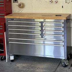 Trinity 48” Stainless Steel Rolling Tool Box Work Bench w/ Wheels Storage Costco 
