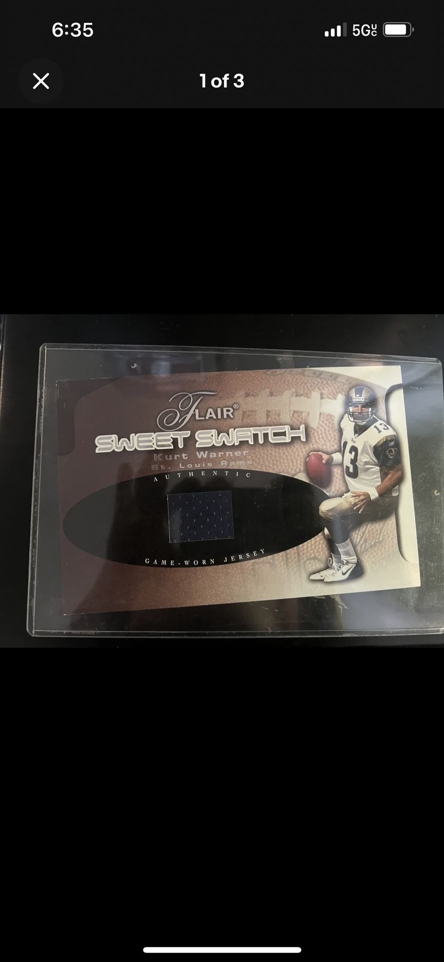 Kurt Warner Game Worn Jersey Card 