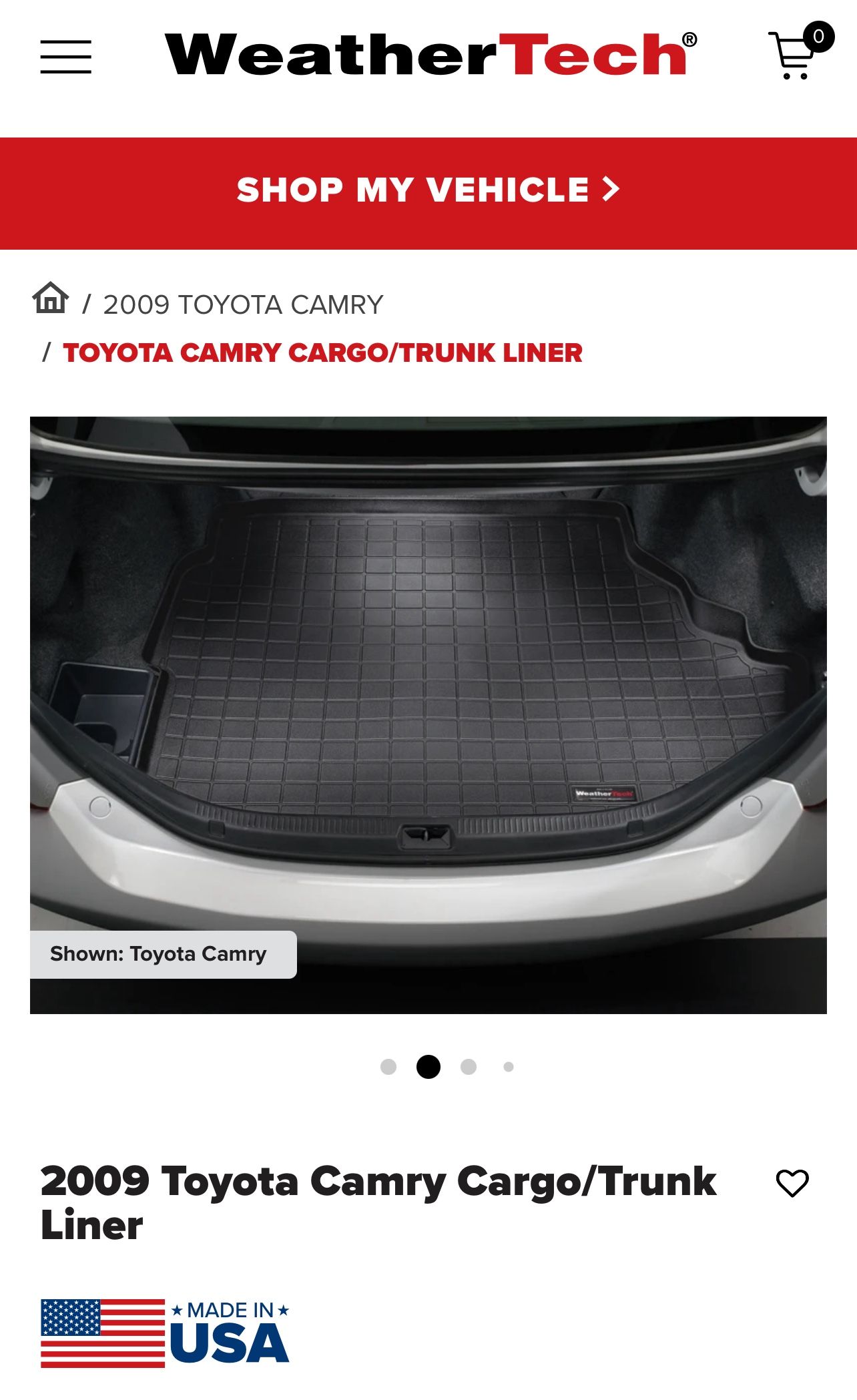 2009 Toyota Camry Cargo/Trunk Liner
