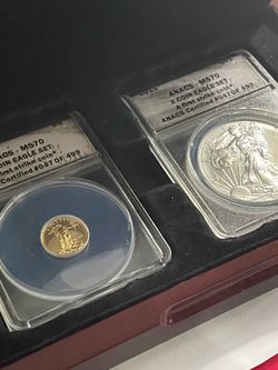 Limited edition coin set 1/10 gold and 1 oz silver ASE