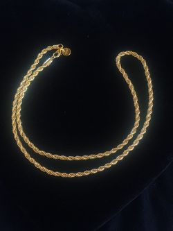 18k Gold Filled Rope Chain Necklace 24 Inch 