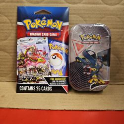 Pokemon TCG Mystery Pack With 1 Foil Guarantee 2024 & Pokemon TCG Black Bolt White Flare Mini Tins
